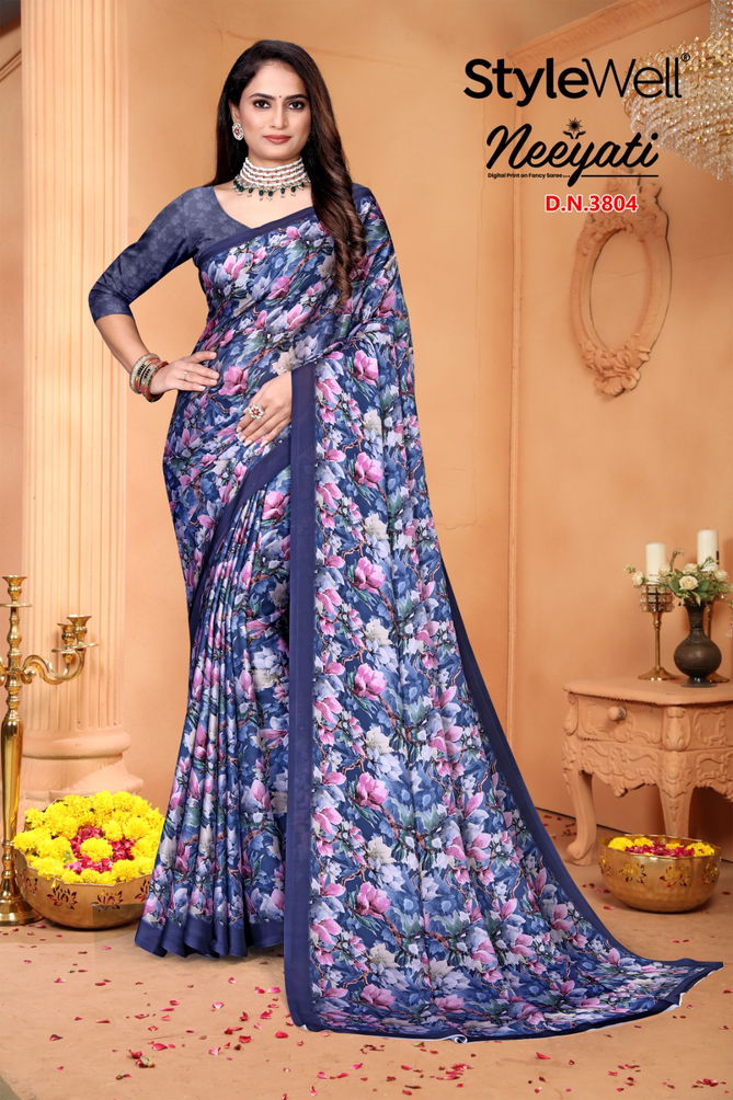 Neeyati By Stylewell Satin Georgette Designer Sarees Wholesale In India